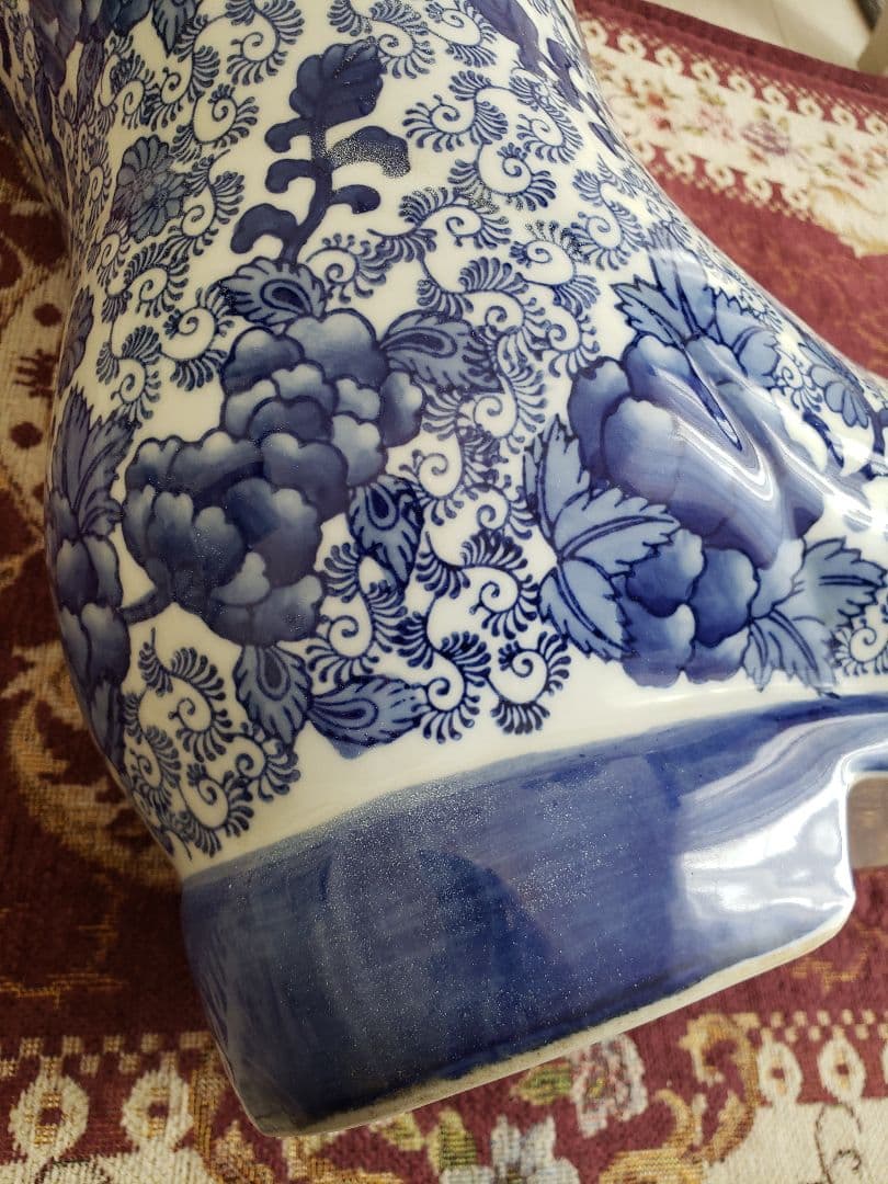 染付 アンティーク 陶器 骨董 浪漫 ガーデニング 花器 フラワーベース 傘立て