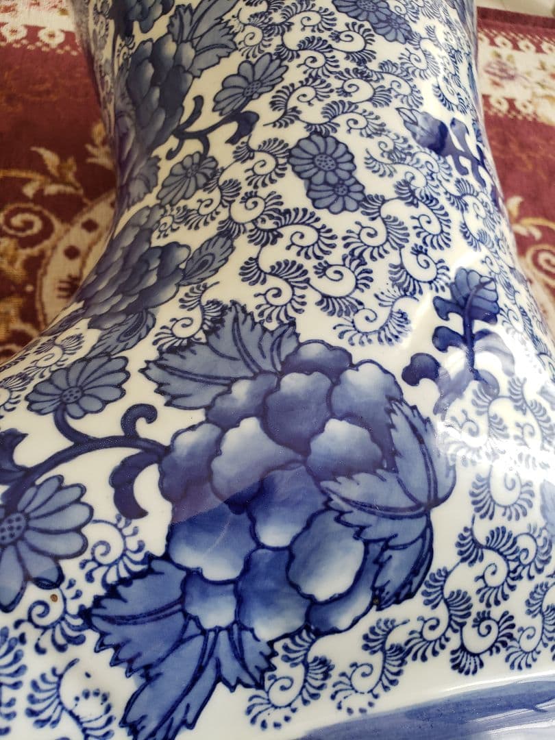 染付 アンティーク 陶器 骨董 浪漫 ガーデニング 花器 フラワーベース 傘立て