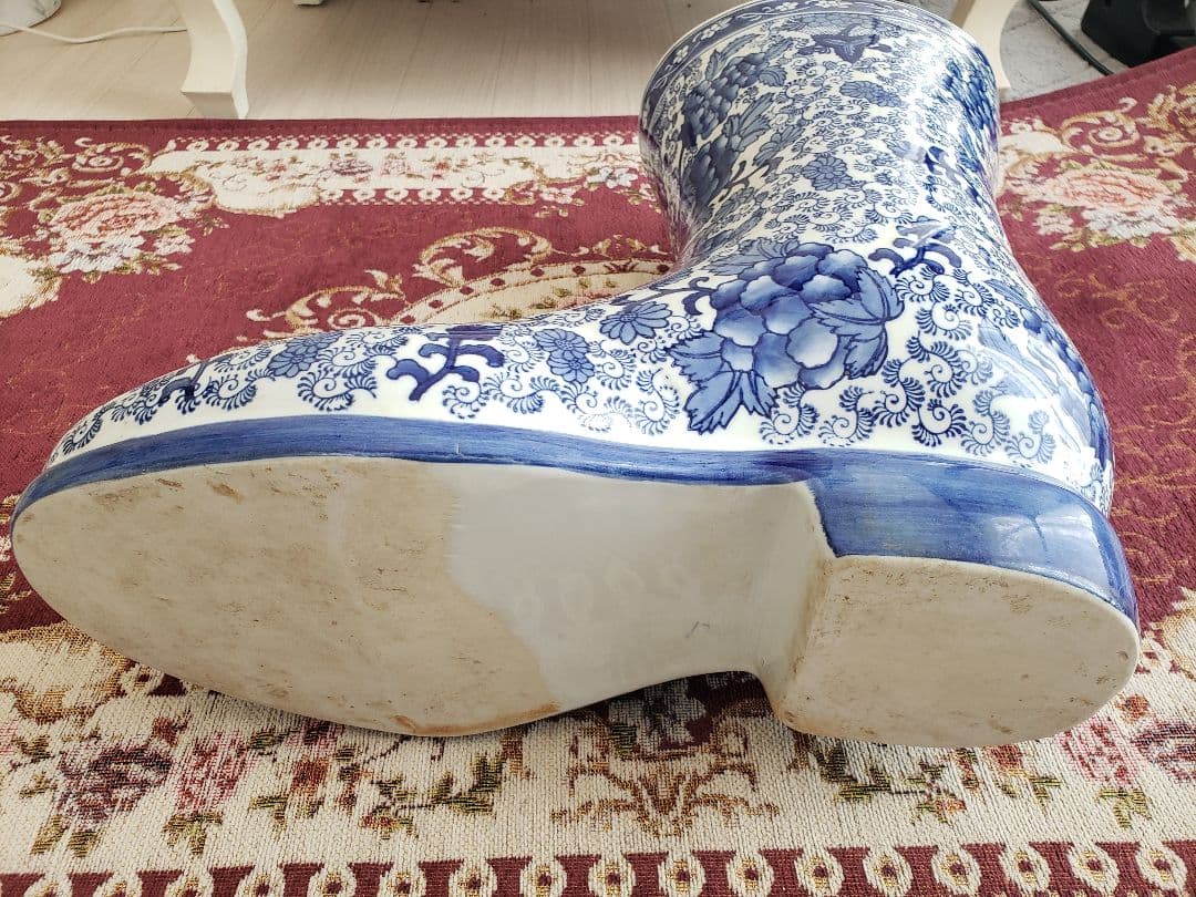 染付 アンティーク 陶器 骨董 浪漫 ガーデニング 花器 フラワーベース 傘立て