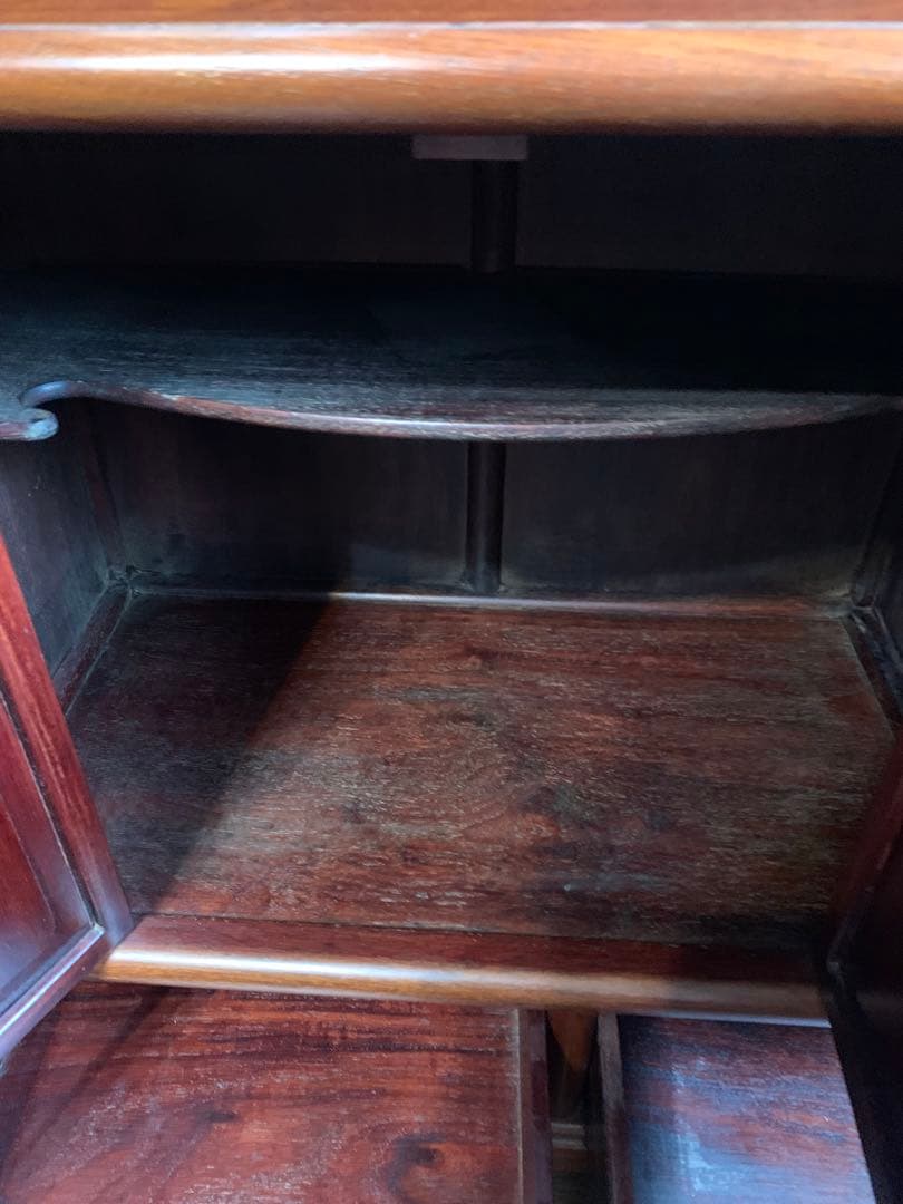 螺鈿細工 茶箪笥 昭和レトロ シェルフ 茶棚 貝 手作り 古道具