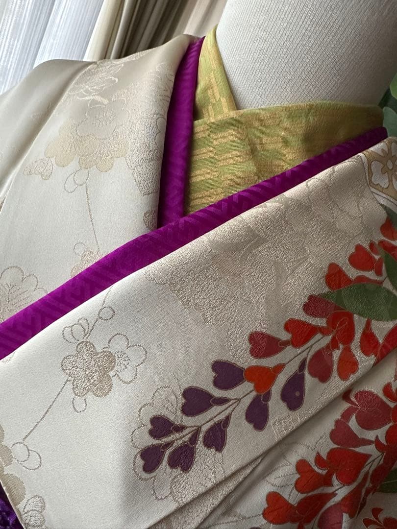 excite 振袖&袴フルセット クリームホワイト アイボリー 鳳凰 金駒