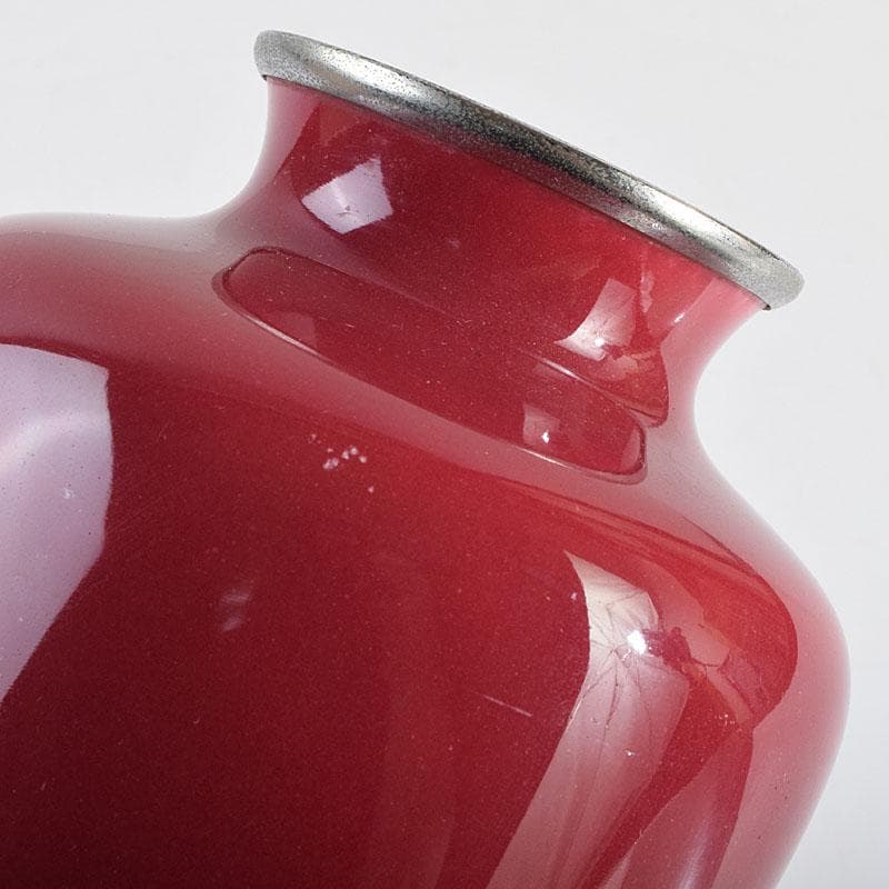 七宝焼　田村七宝工芸　カトレア文　花瓶　共箱　V　R9421