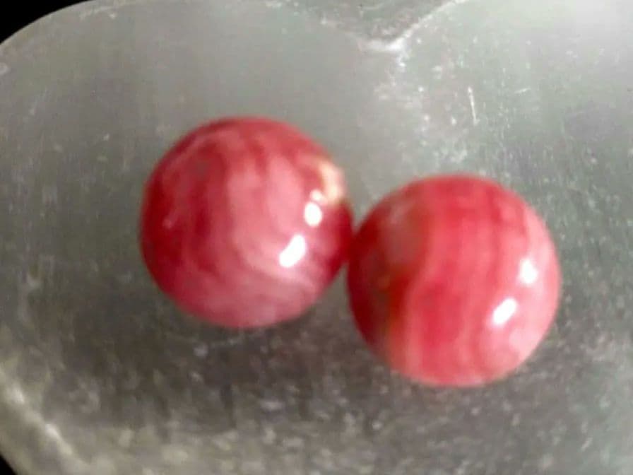 ✴️美品✴️天然インカローズ　ロードクロサイト　丸玉　ビーズ15㎜　２個セット