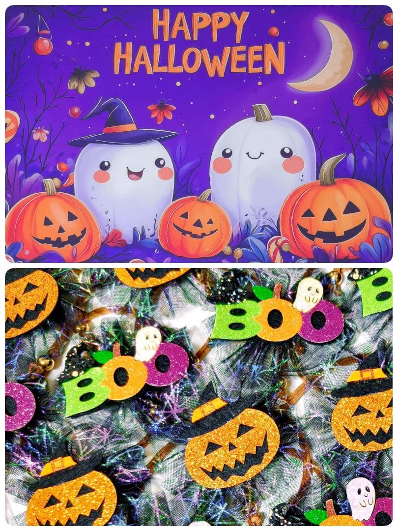 業務用　トリミングチョーカー　リボン　キラキラハロウィン　100個　10月