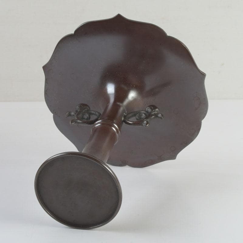 spring　八尾祥栄作　鋳銅　桔梗形　一文字　花入　共箱　C　9390