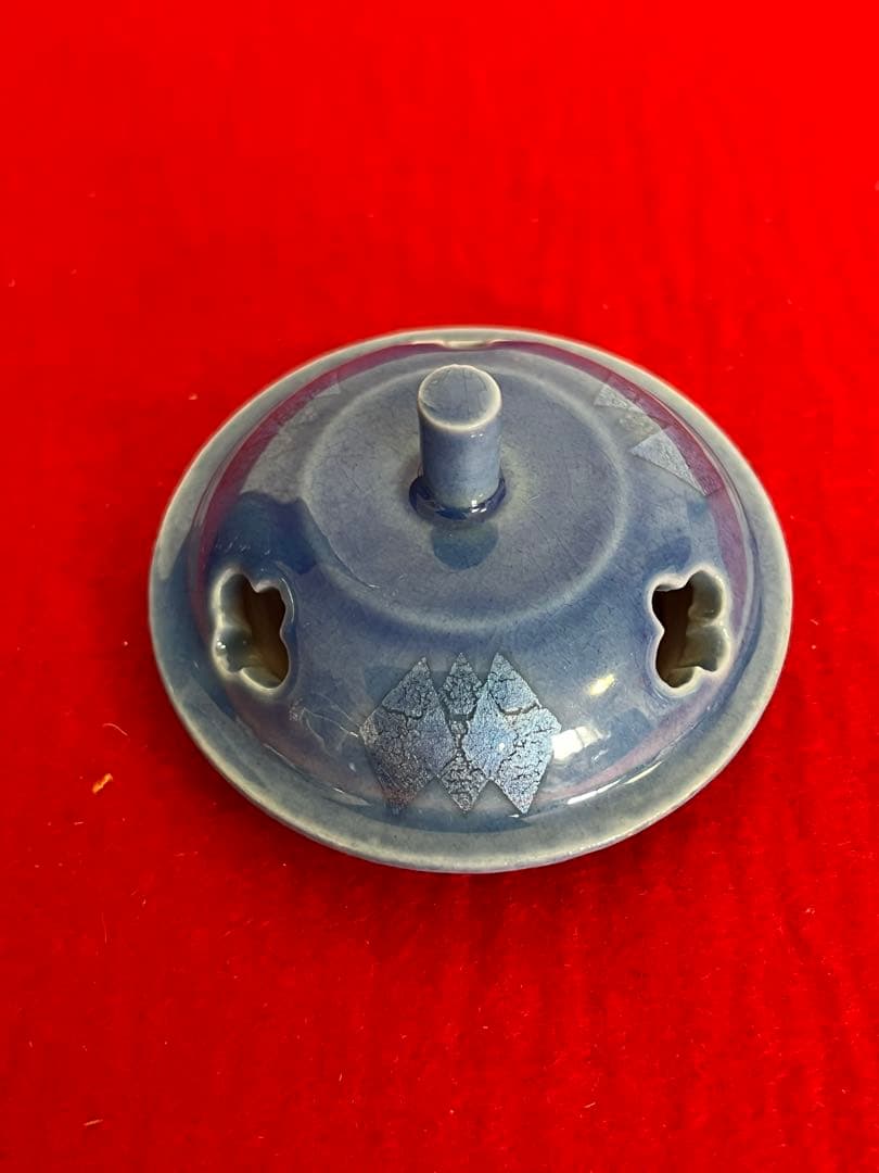 中田一於 淡青釉裏銀彩 香炉 管理N42 九谷焼 日本工芸会正会員 茶道具