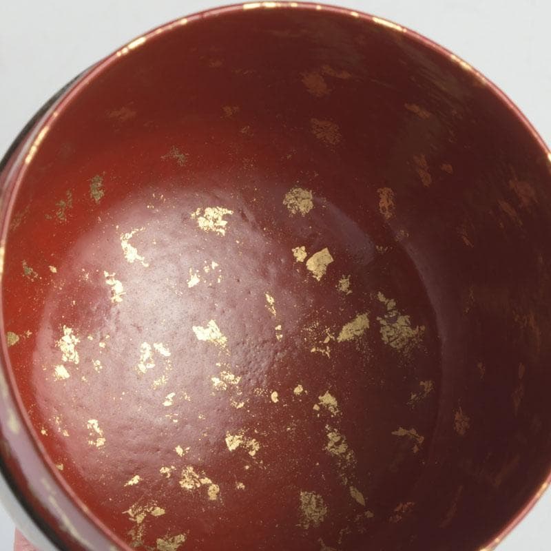 茶道具　山中塗　道場宗廣作　唐松文　一閑　大棗　仕覆付　共箱　V　9545