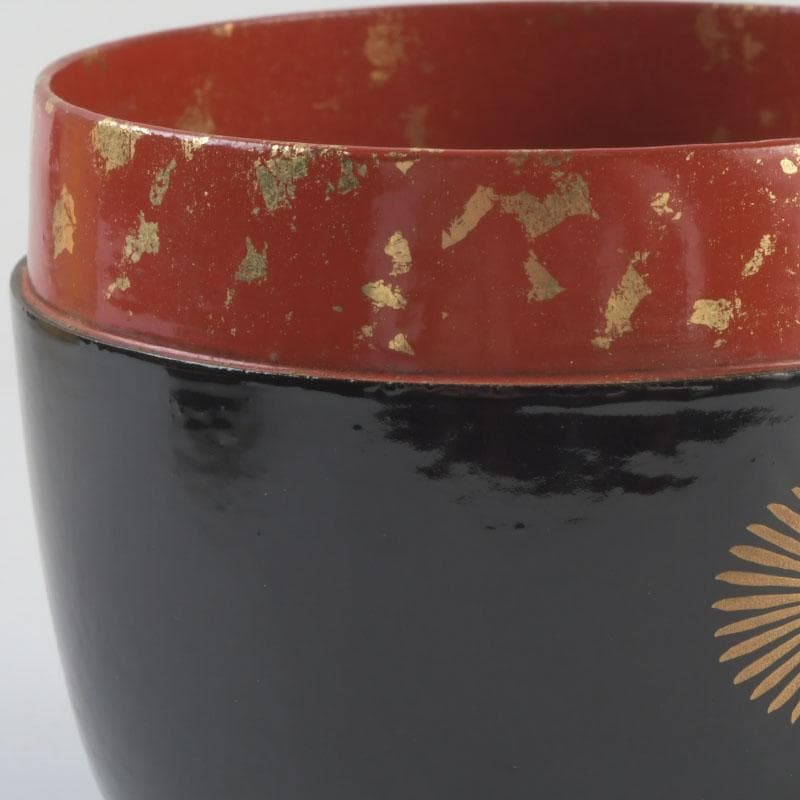 茶道具　山中塗　道場宗廣作　唐松文　一閑　大棗　仕覆付　共箱　V　9545