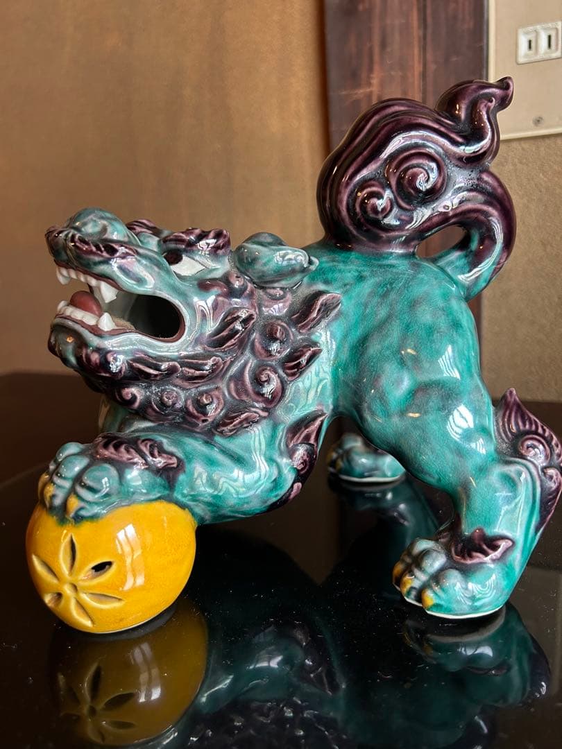 二代徳田八十吉　獅子置物　九谷　1点