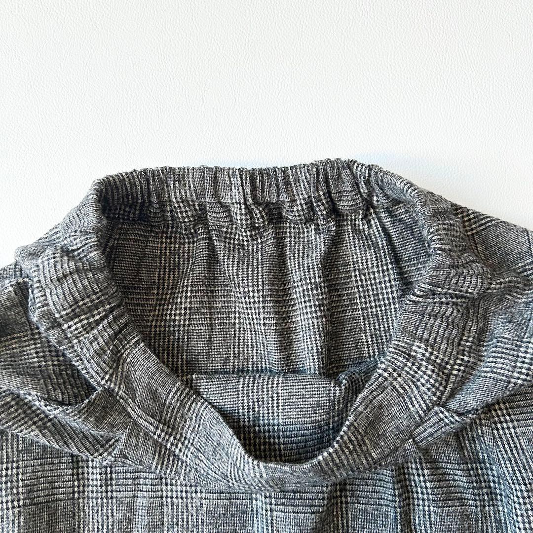 3006y美品 エヴァムエヴァ ウールグレンチェックサルエルパンツ グレー