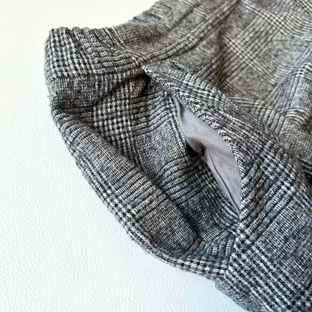 3006y美品 エヴァムエヴァ ウールグレンチェックサルエルパンツ グレー