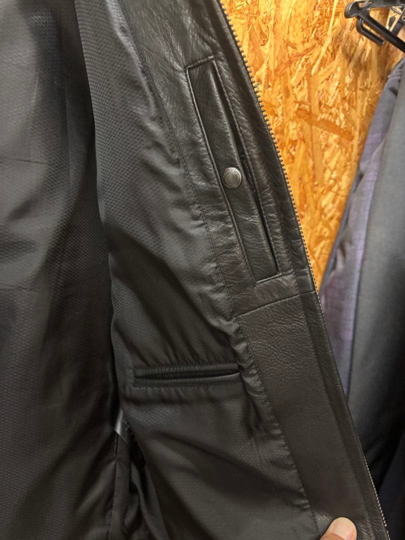 coach コーチブラックレザーシングルライダースジャケット牛革