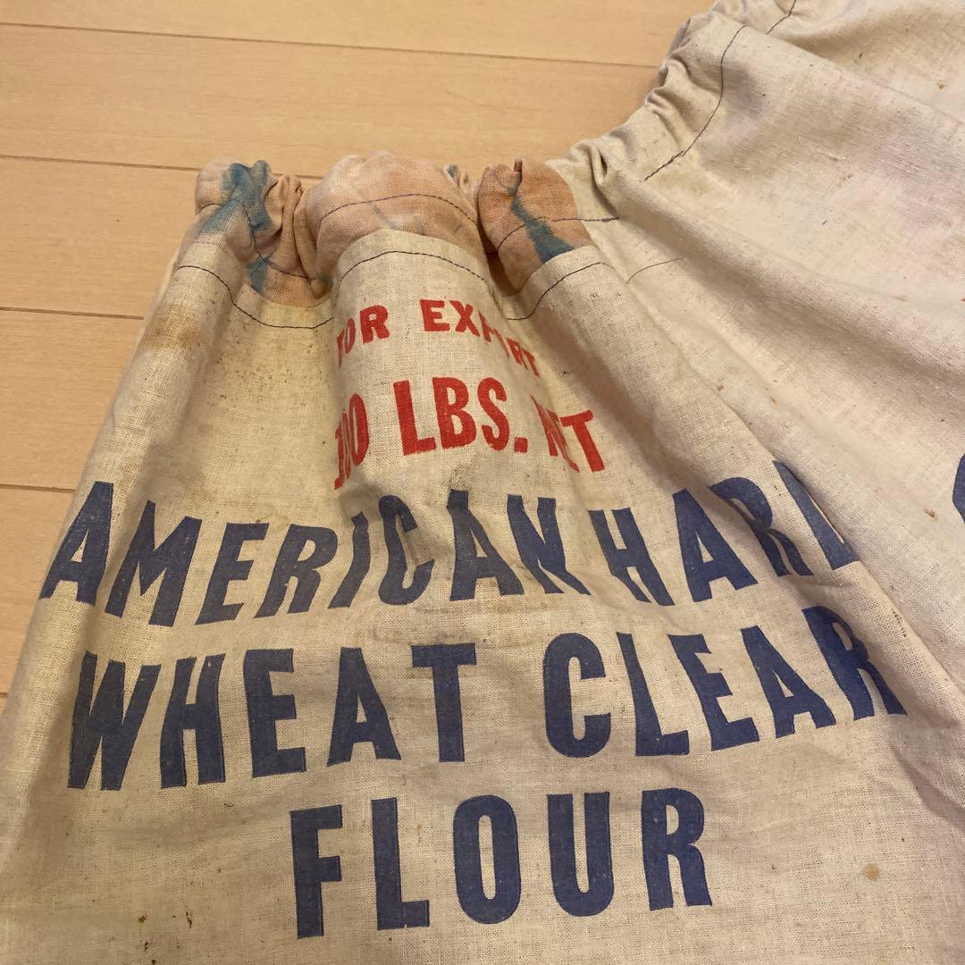 ウ*ん様 もんぺ手作りバルーンパンツ粉袋 繭袋 木綿 襤褸 ボロ 昭和レトロ 柿