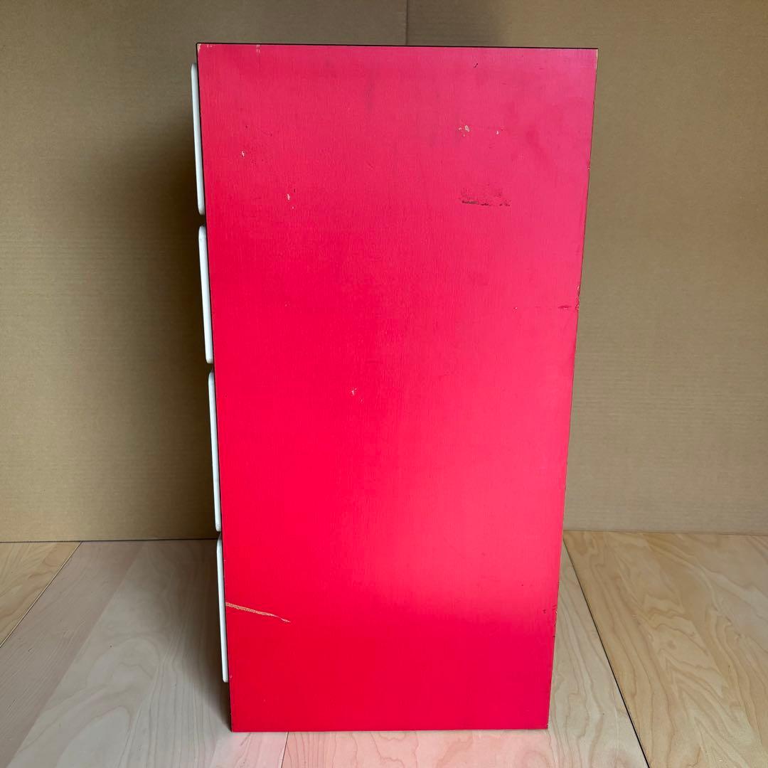 昭和レトロ レトロポップ チェスト 赤 白 整理棚 引き出し4段 タンス 木製