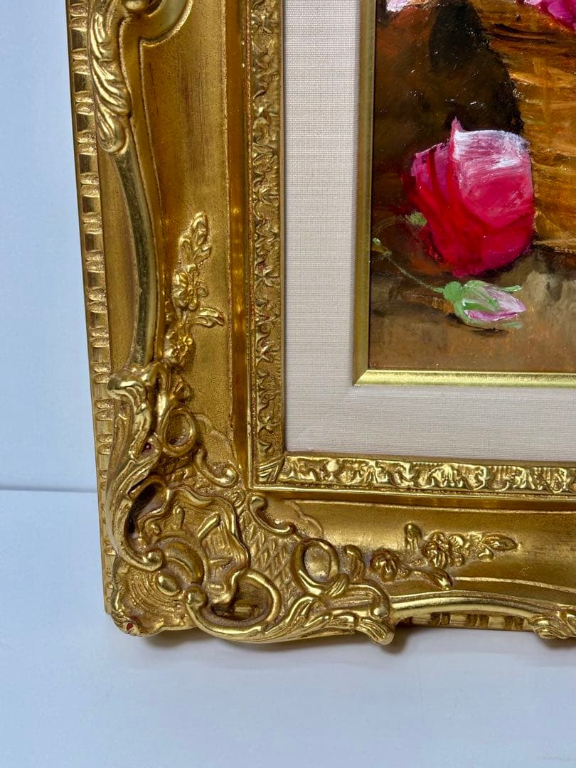 #年代尚美「ばら」油彩画 直筆サイン