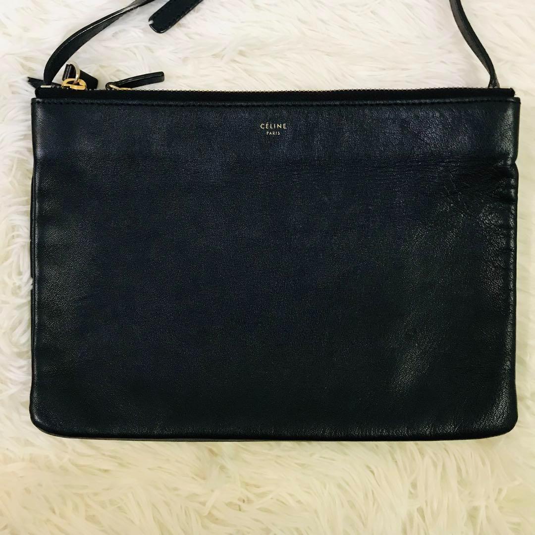 極美品✨セリーヌ ショルダーバッグ トリオ ラージ ゴールド金具 ブラック