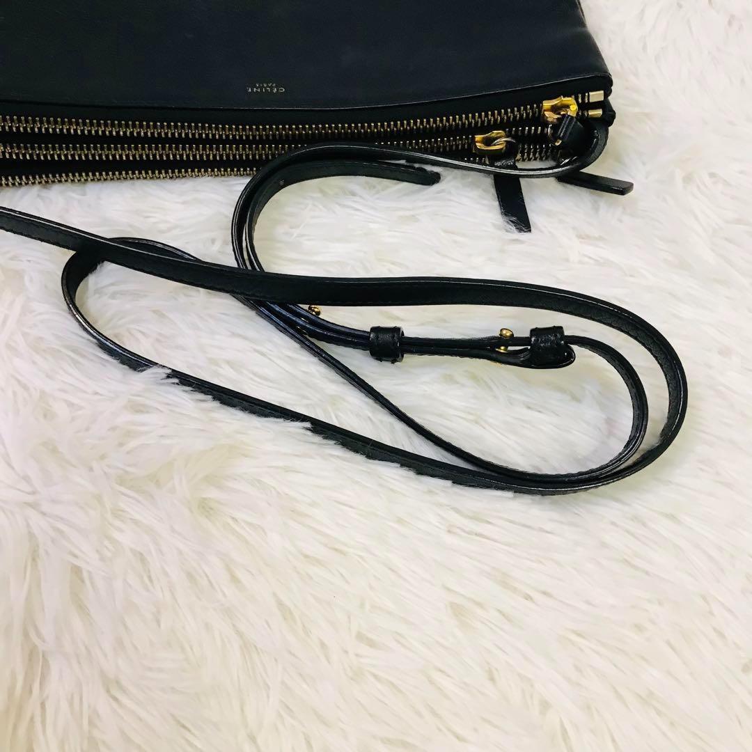 極美品✨セリーヌ ショルダーバッグ トリオ ラージ ゴールド金具 ブラック