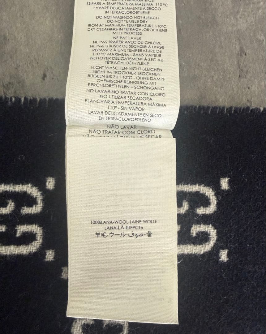 GUCCI チェック柄マフラー ネイビー