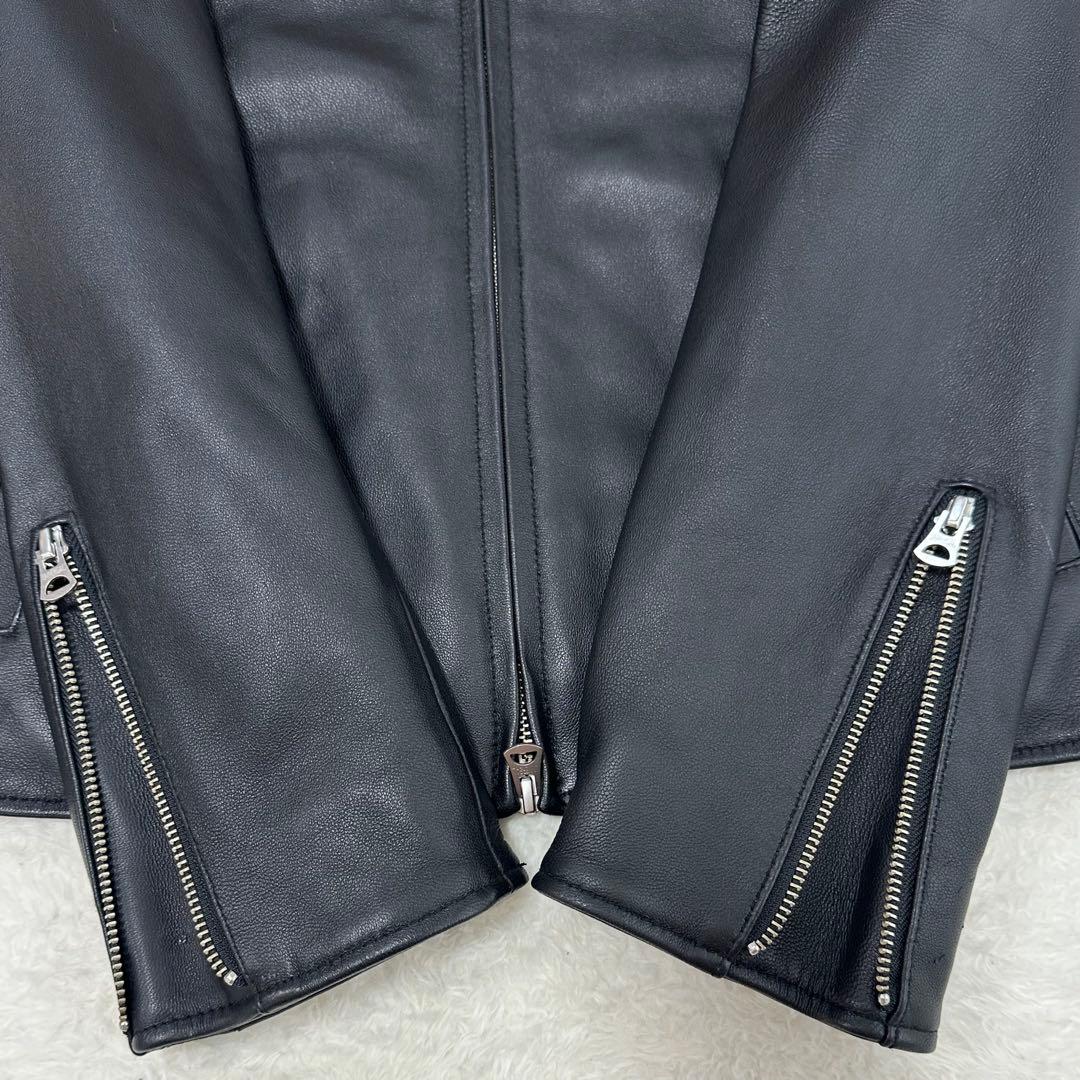 美品✨ナノユニバース　ライダースジャケット　シングル　羊革　レザー　ブラック　L