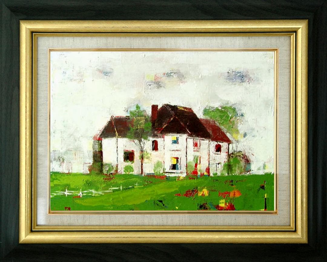 油絵 菅家令子 絵 絵画 インテリア 額付(黒) uF6-062203 風景