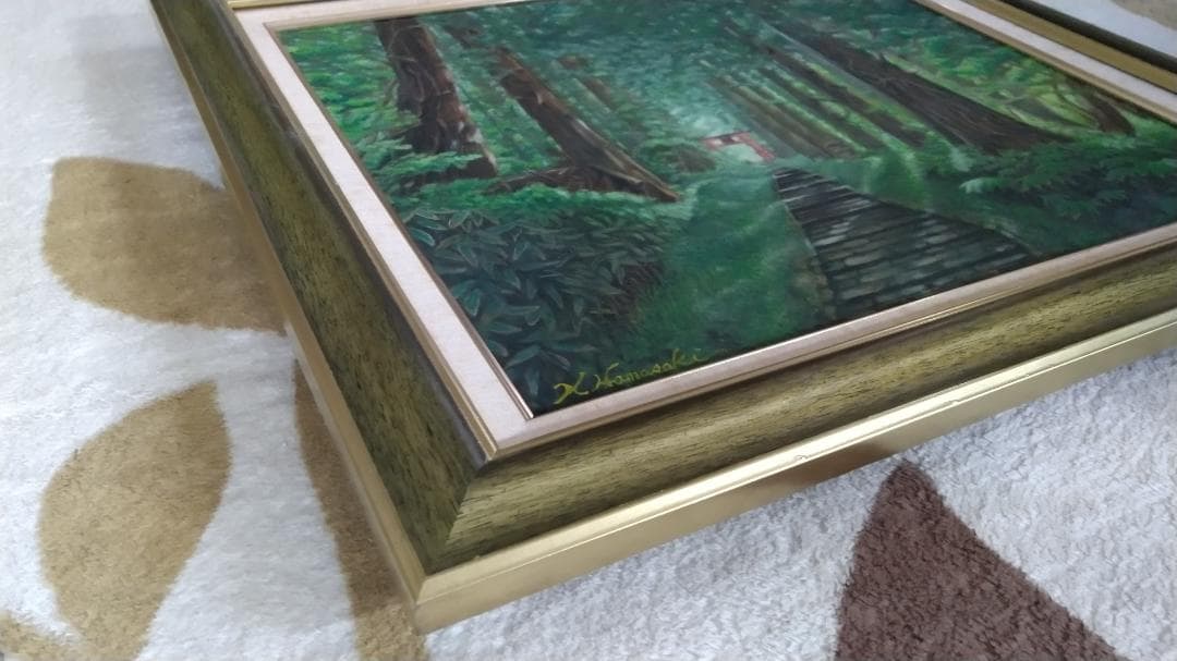 絵画「出羽三山参道」油彩画 油絵 風景画 原画 Ｆ10