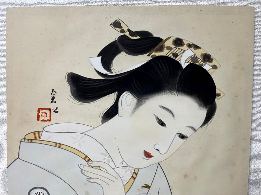 中村貞以 日本画 原画 約F8 絹本 貴重 真作保証 1点もの