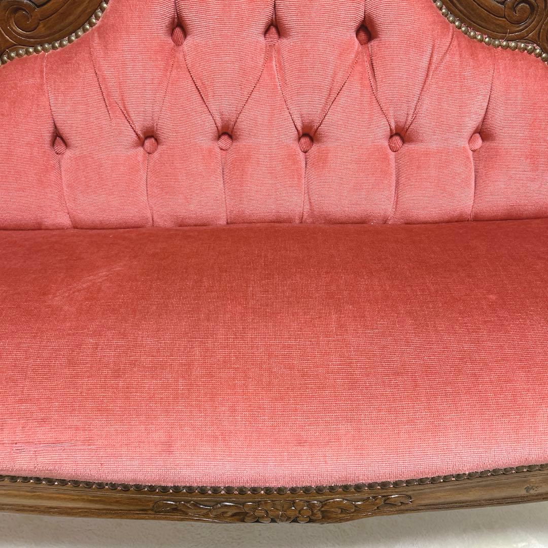 ✦ロココ調✦ 木彫ベルサイユソファー ✦ 2人掛け ラブソファ ✦ ベルベット