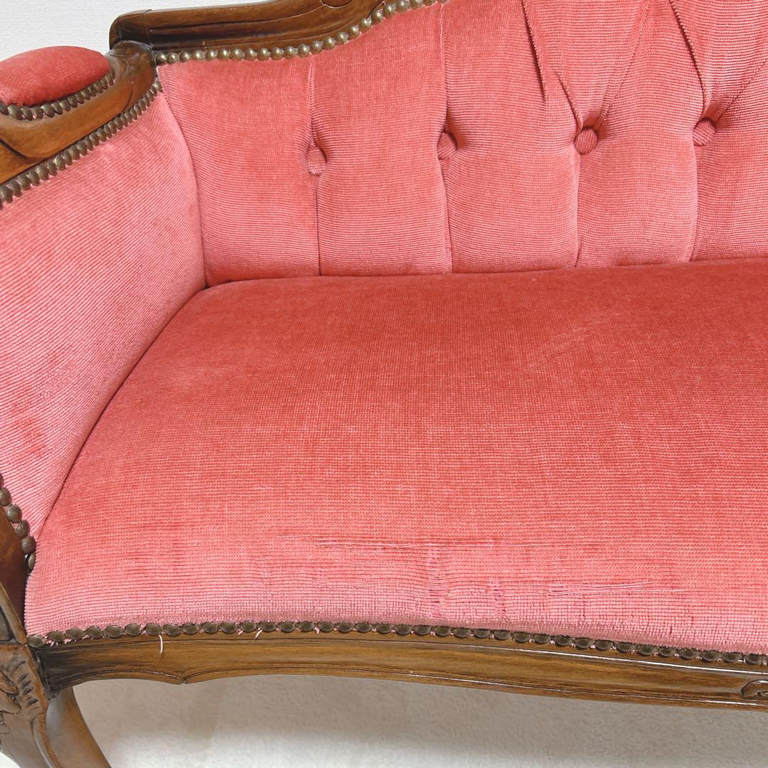 ✦ロココ調✦ 木彫ベルサイユソファー ✦ 2人掛け ラブソファ ✦ ベルベット