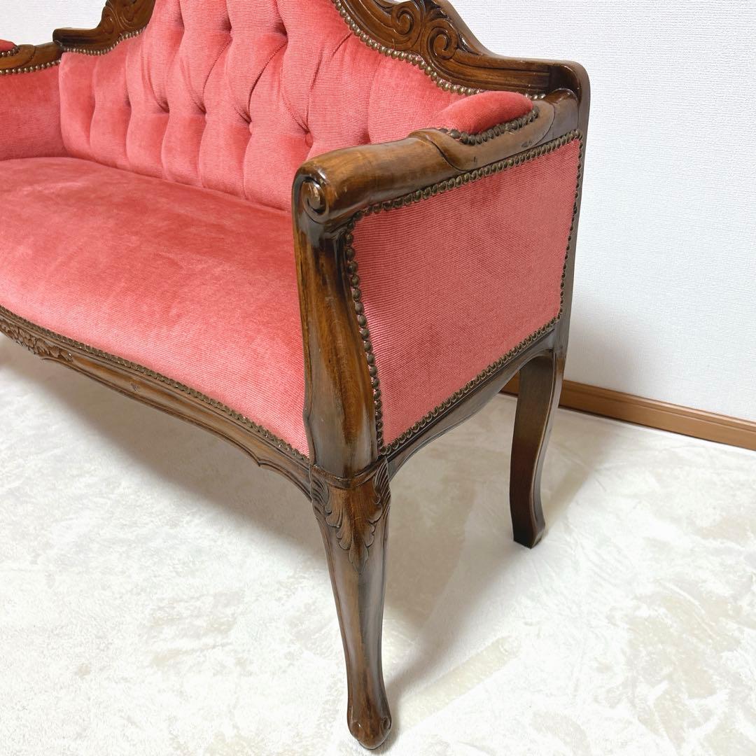 ✦ロココ調✦ 木彫ベルサイユソファー ✦ 2人掛け ラブソファ ✦ ベルベット