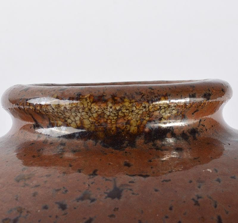 瀬戸焼　古瀬戸　鉄釉　舟徳利　壷　N　R4451C