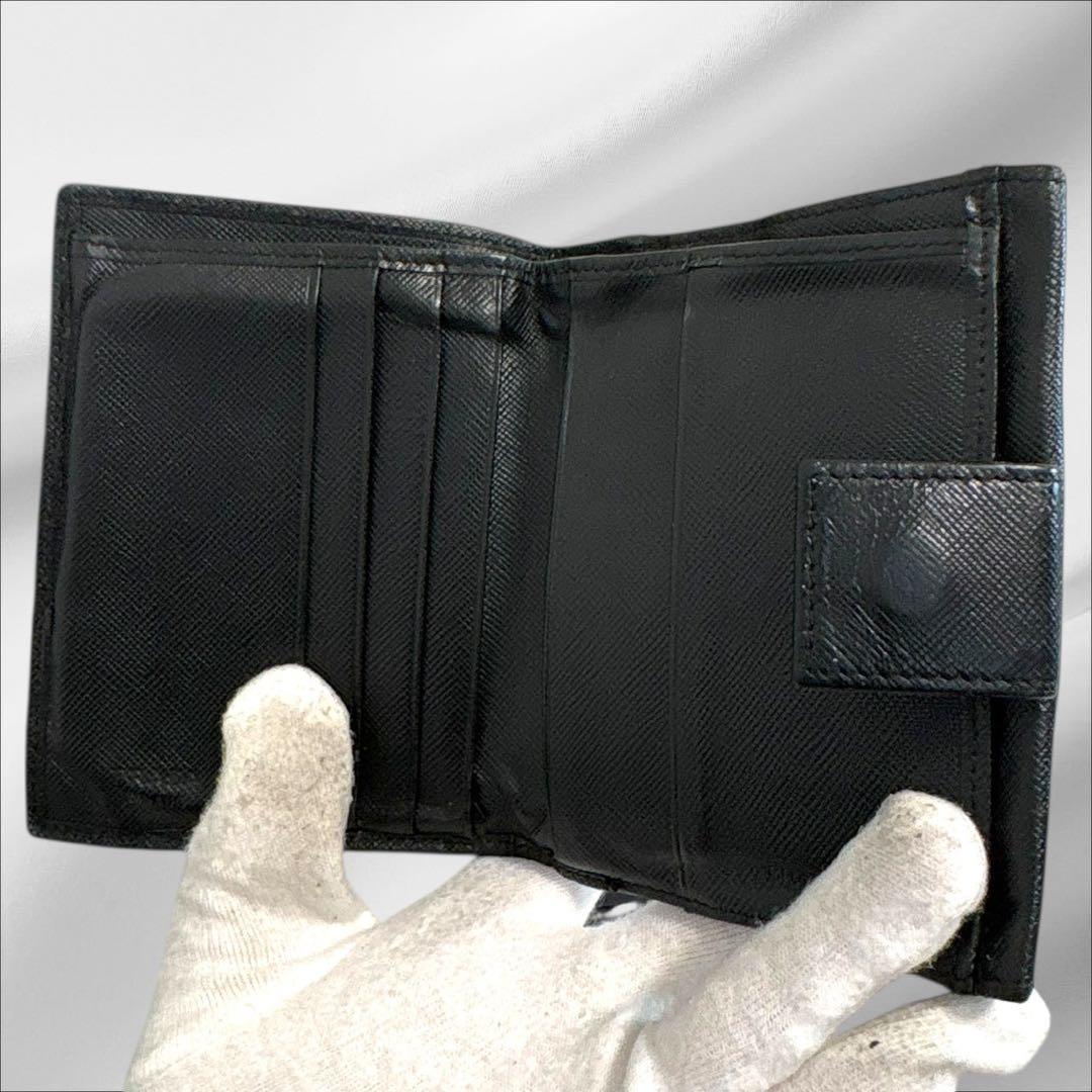 極美品✨PRADA プラダ 三つ折り財布 サフィアーノ ブラック 黒