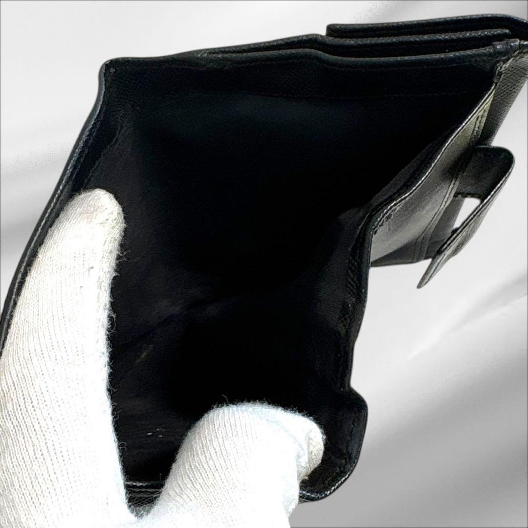 極美品✨PRADA プラダ 三つ折り財布 サフィアーノ ブラック 黒