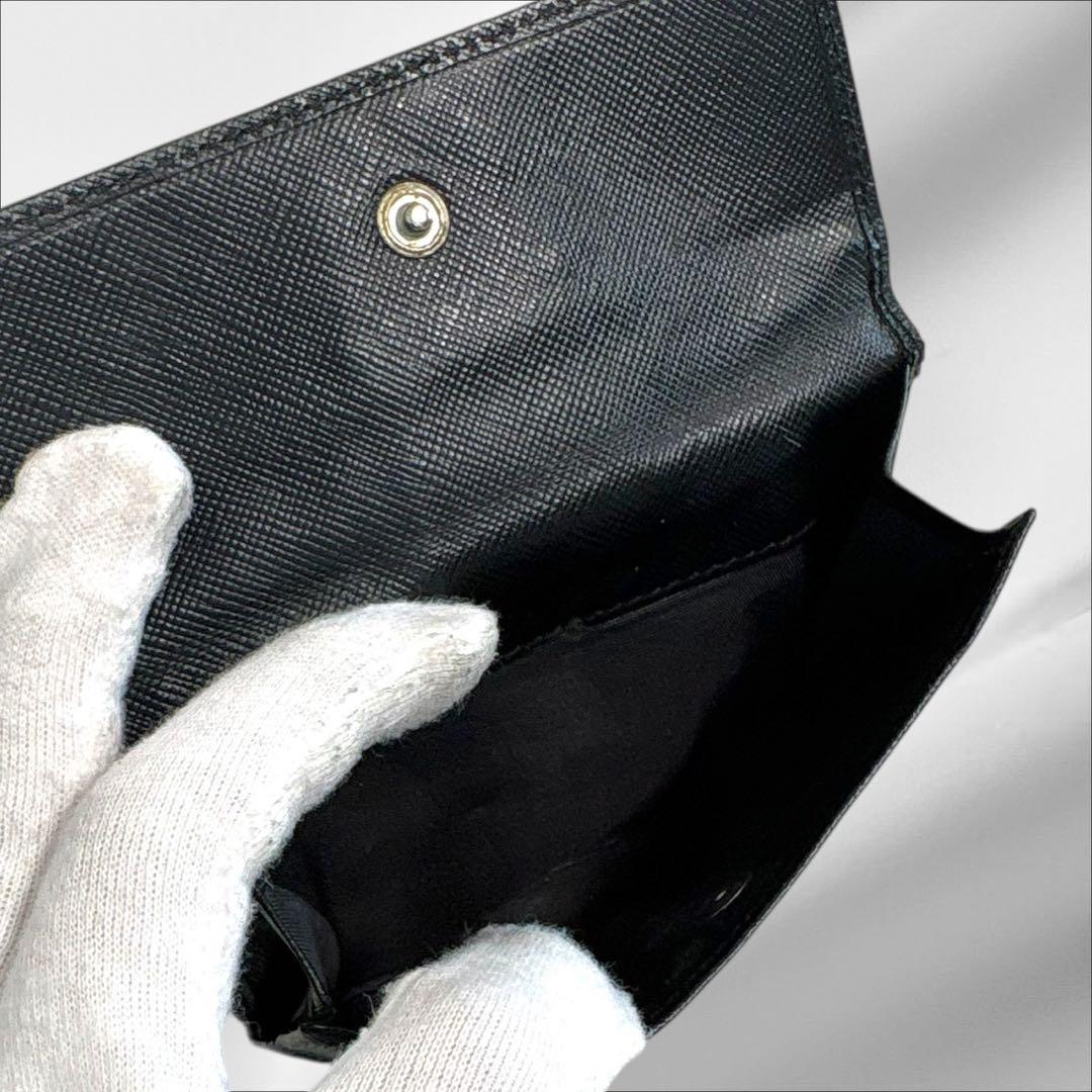極美品✨PRADA プラダ 三つ折り財布 サフィアーノ ブラック 黒