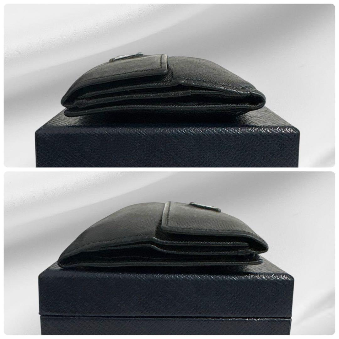極美品✨PRADA プラダ 三つ折り財布 サフィアーノ ブラック 黒