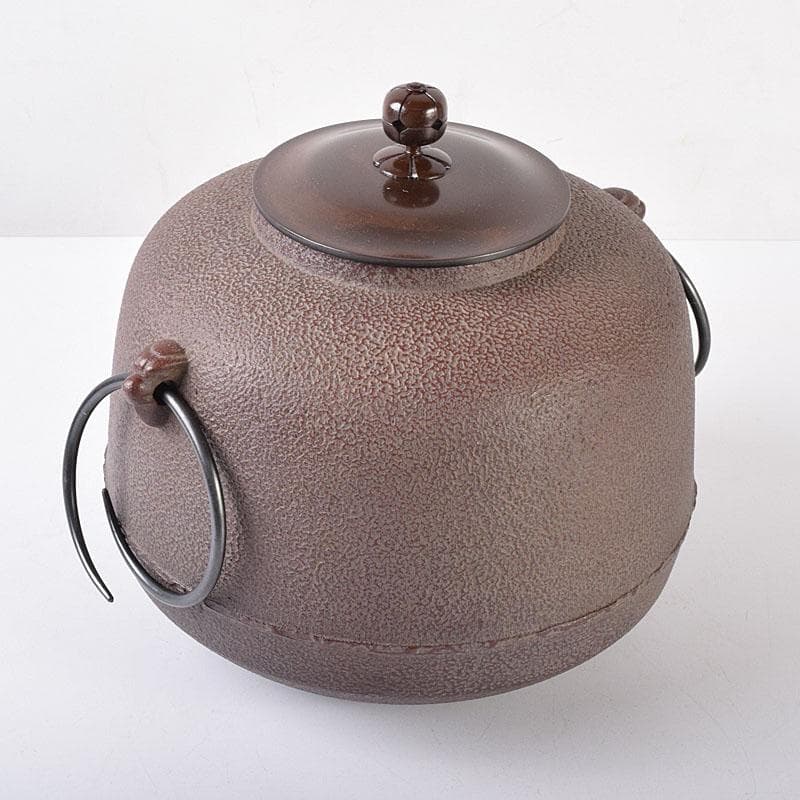 人間国宝　釜師　高橋敬典作　利休好　尻張釜　共布　共箱　M　R7757C