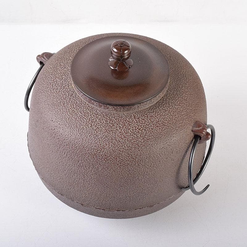 人間国宝　釜師　高橋敬典作　利休好　尻張釜　共布　共箱　M　R7757C