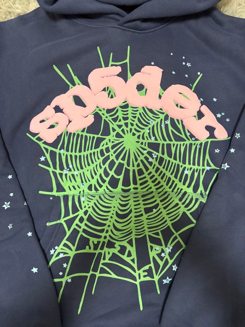 sp5der パーカー ネイビー