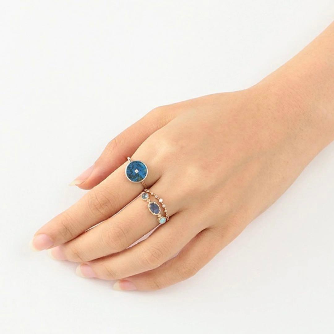 agete リング 13号 K10 ダイヤモンド アジュルマラカイト