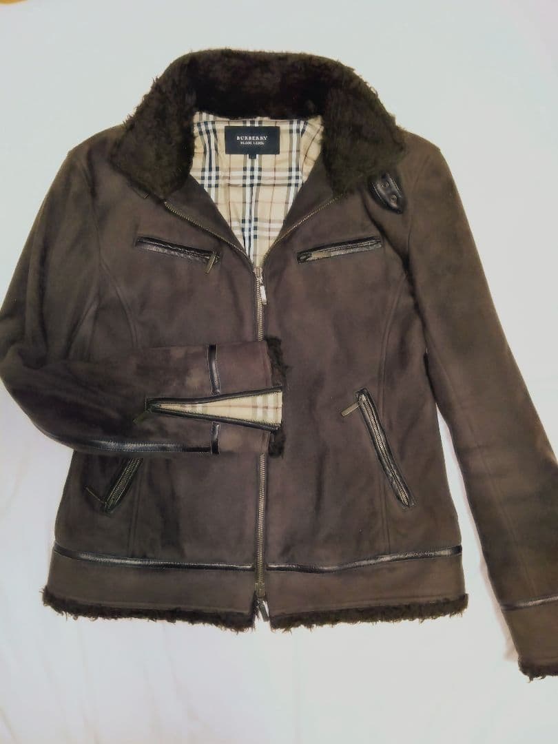 希少　バーバリー　Burberry　革　ジャケット　ブラウン