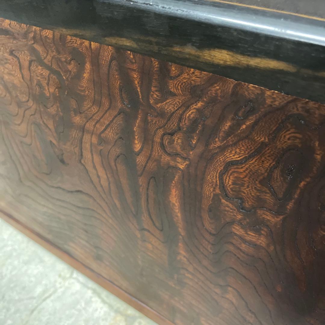 当時物　関東火鉢 欅 長火鉢　銅壺付き　欅　黒柿　猫板　時代家具　アンティーク