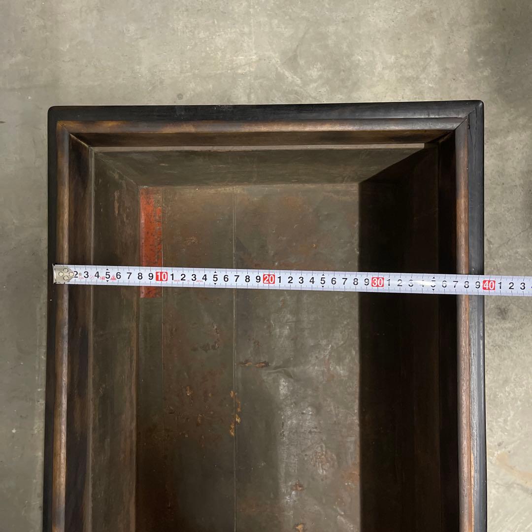 当時物　関東火鉢 欅 長火鉢　銅壺付き　欅　黒柿　猫板　時代家具　アンティーク