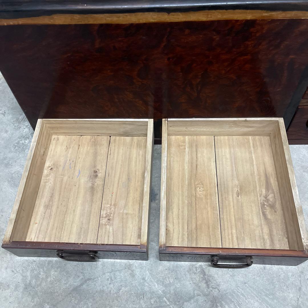 当時物　関東火鉢 欅 長火鉢　銅壺付き　欅　黒柿　猫板　時代家具　アンティーク