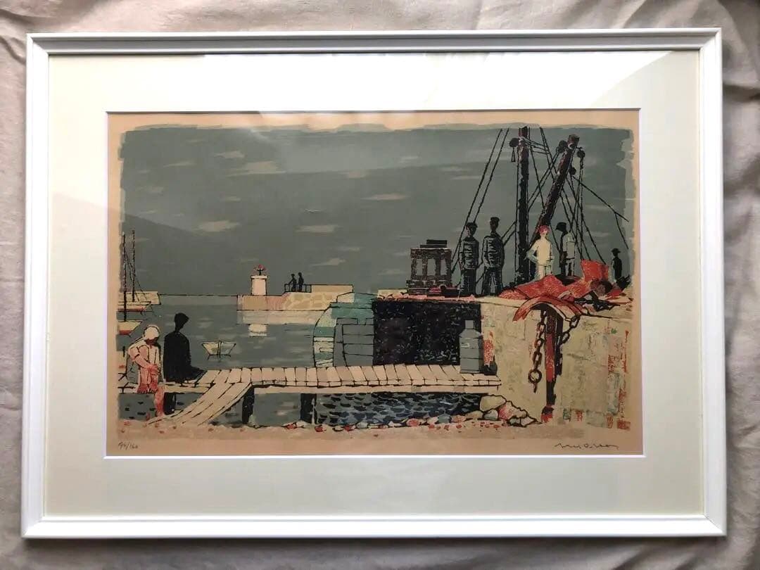 レア　北欧　axel olsson アクセル・オルソン　港　リトグラフ