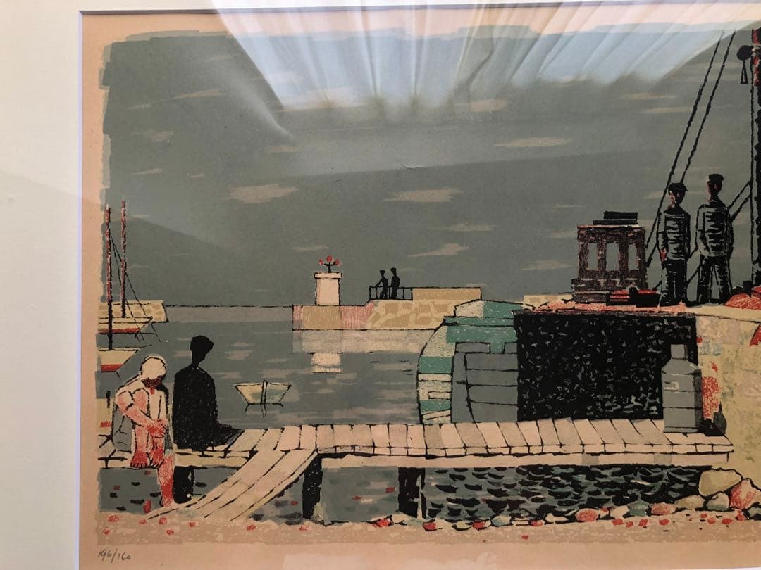 レア　北欧　axel olsson アクセル・オルソン　港　リトグラフ