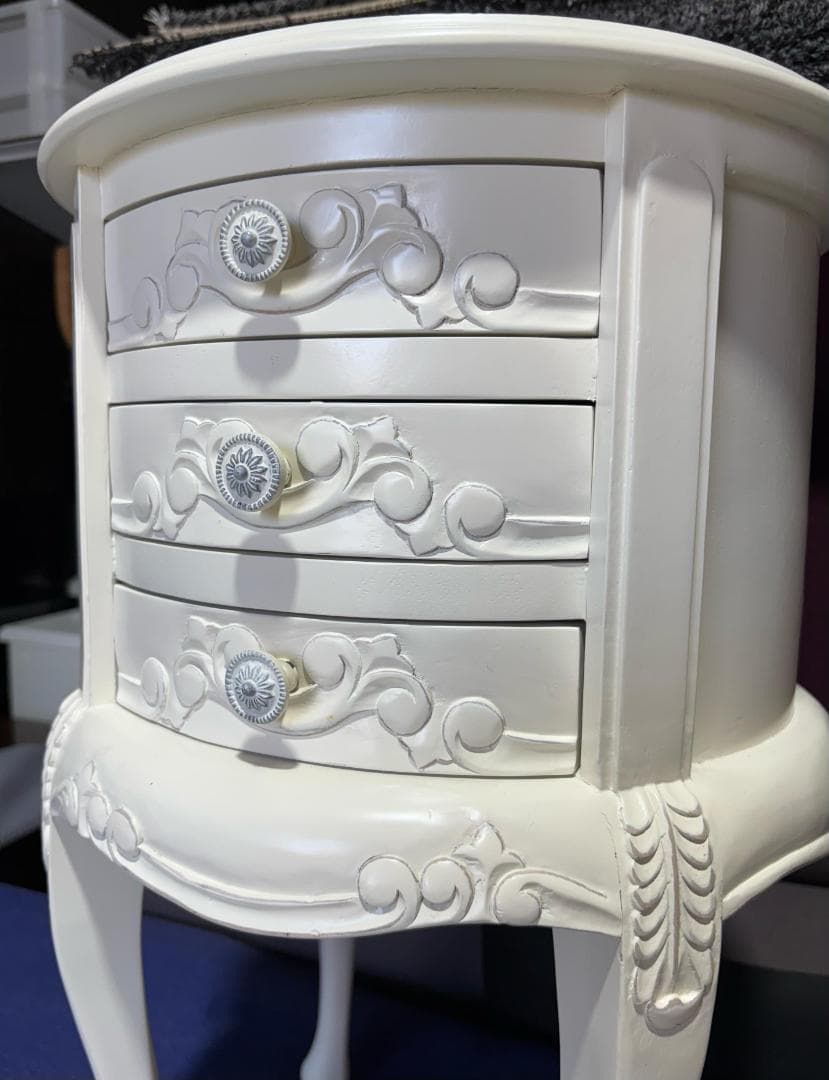 アンティーク風 猫脚 姫家具エレガントコモ ラウンド3段チェスト マホガニー材