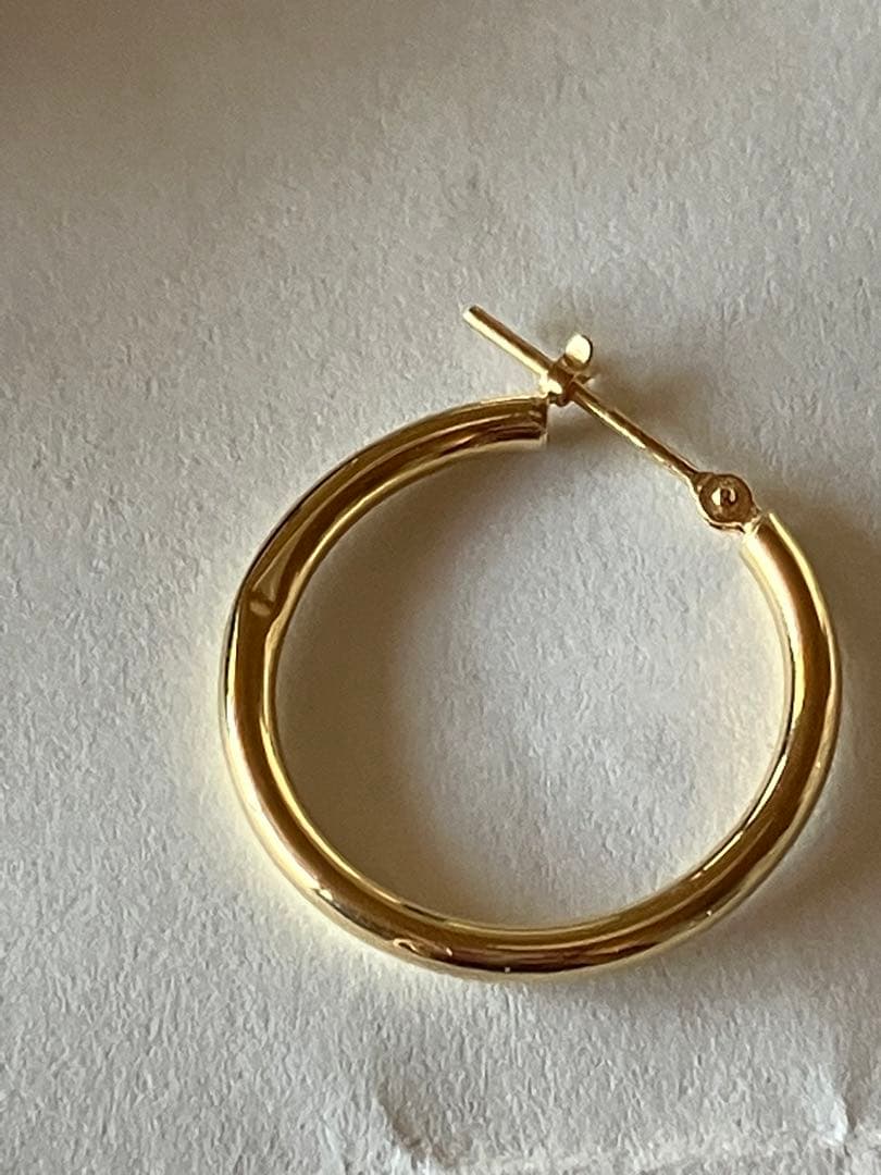 本日限定価格 K18 イエローゴールド フープピアス 2㎜×2cm 刻印有18金
