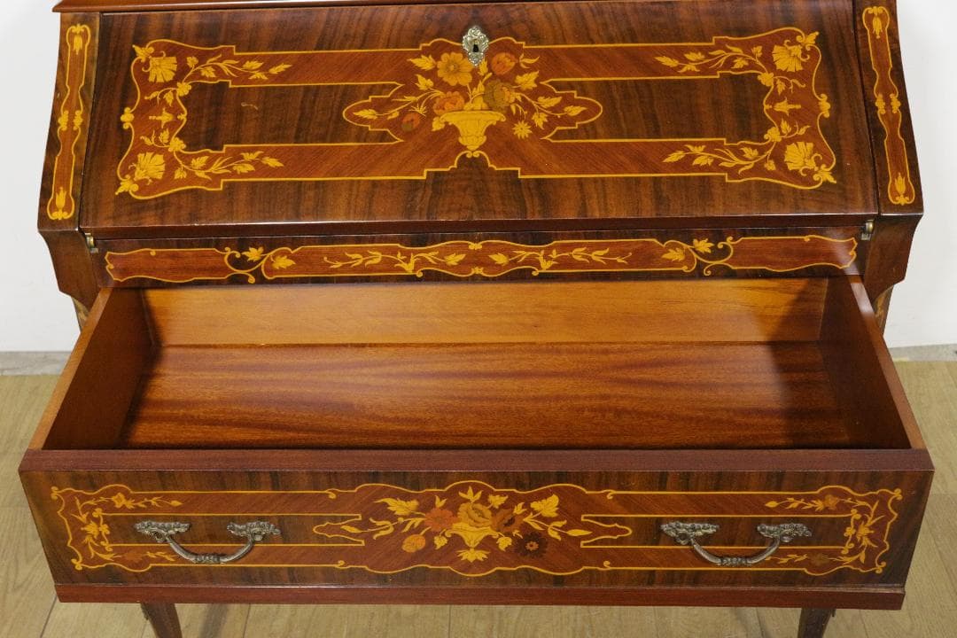 イタリア★ライティングビューロー★象嵌★ネコ脚★クラシック家具★