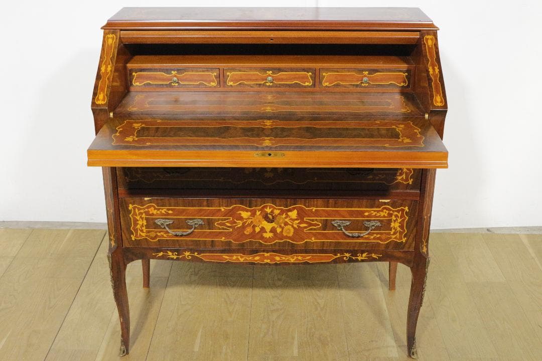 イタリア★ライティングビューロー★象嵌★ネコ脚★クラシック家具★