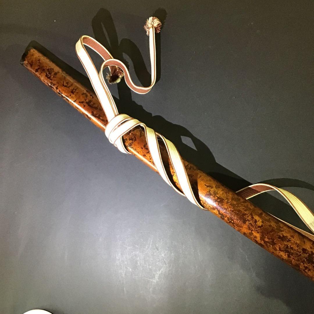 肥後拵　鍔　縁頭　象嵌　革巻柄　目貫勝虫　居合刀