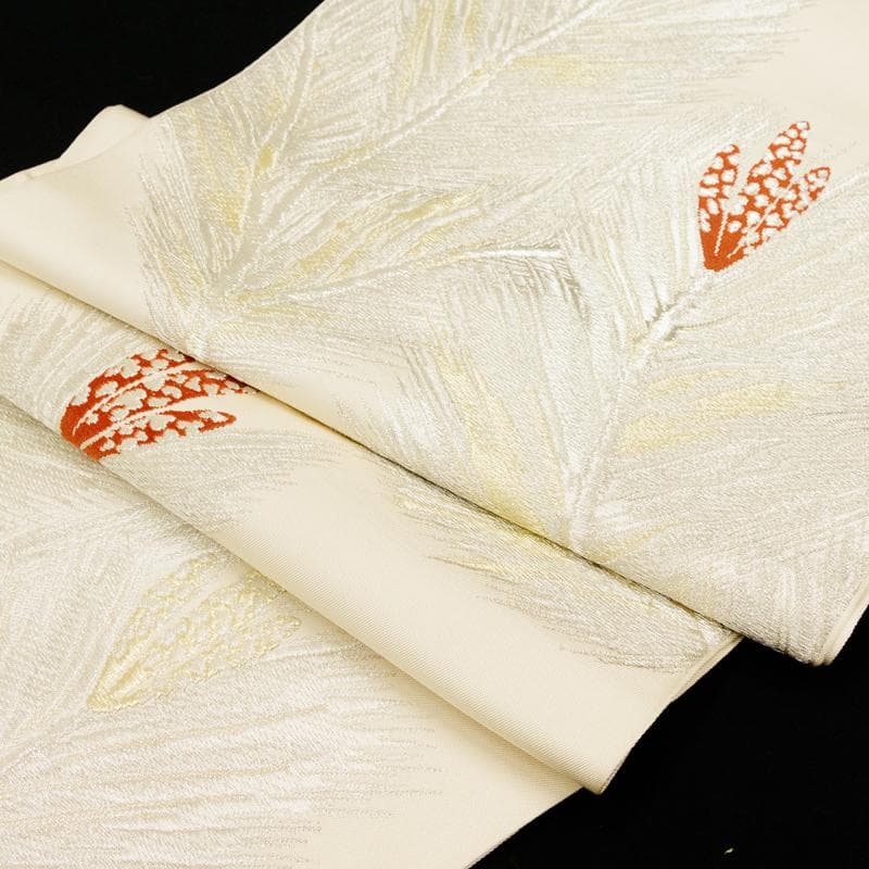 新品西陣名門織物正絹単彩織工芸「王朝松図」瑞宝文特撰錦箔豪華振袖兼礼装用袋帯